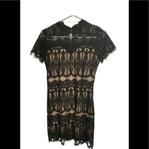 Black and Nude Lace Dress